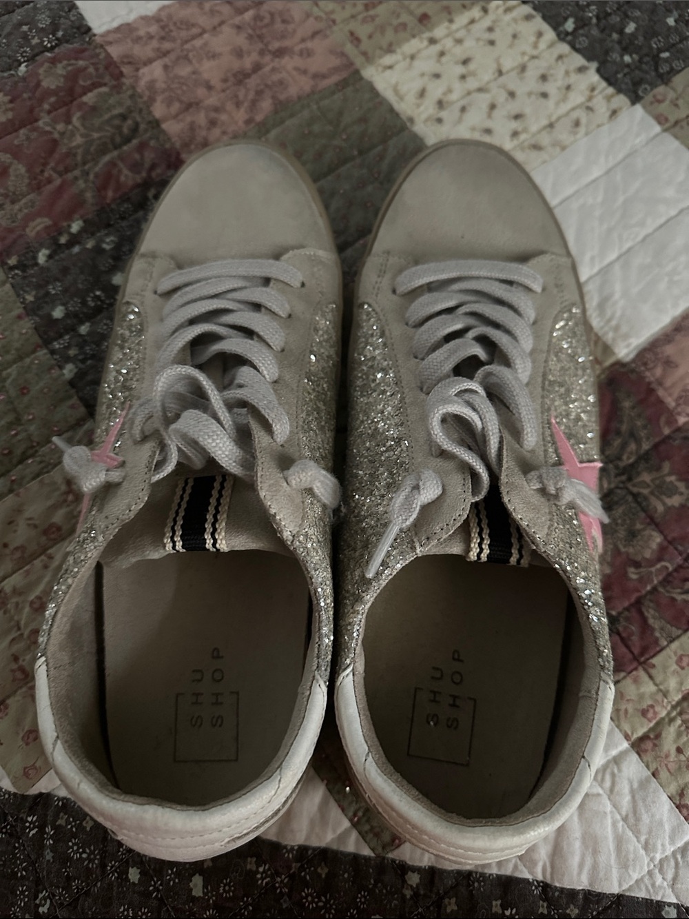 ShuShop Glitter Star Sneakers in Silver and Pink - Picture 3 of 6